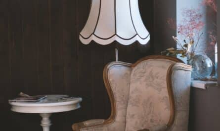 brown and white armchair