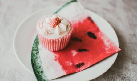flat lay photography of cupcake on plate