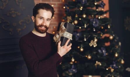 portrait of man with christmas gift