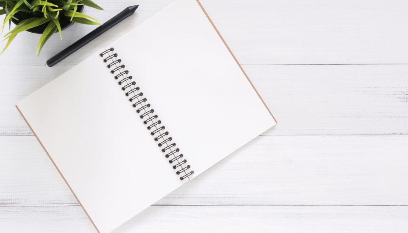 white blank notebook