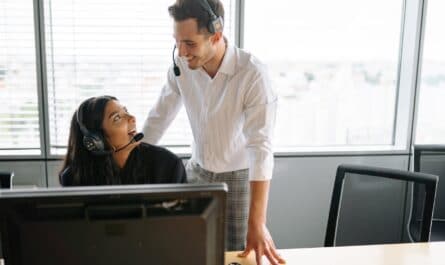man and woman having a conversation